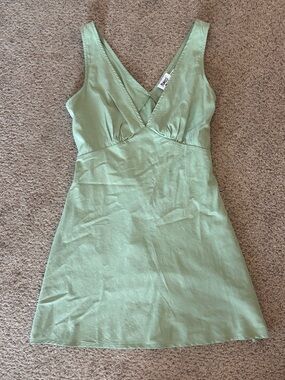 Princess Polly Sage Green V-Neck Tank Dress